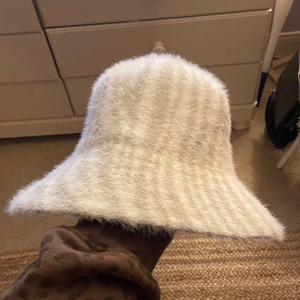 White/Grey Zebra Eyelash Fur Hat